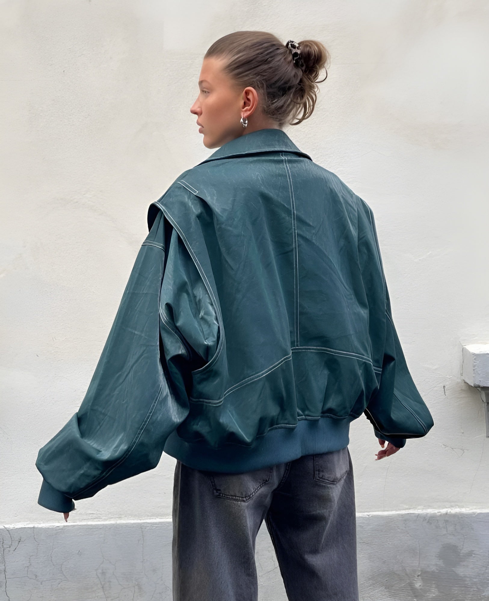 Lexi™ | Oversized Leather Bomber Jacket